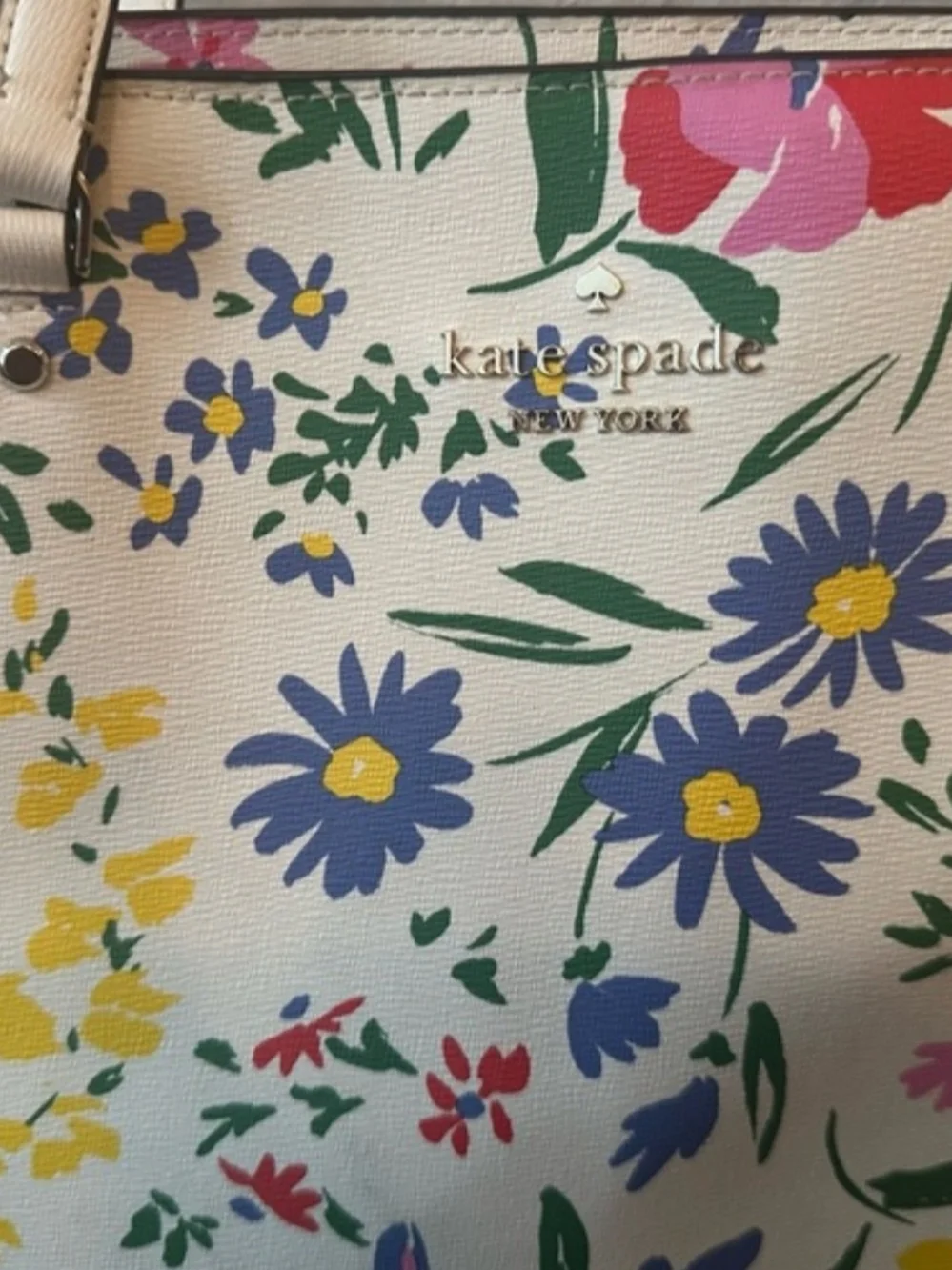 kate spade White Floral Tote with Matching Pouch - Multicolor Bloom - Picture 3 of 4
